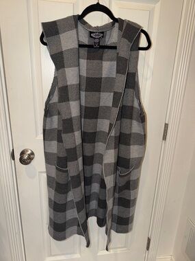 Olivers Gray Plaid Hooded Knit Duster